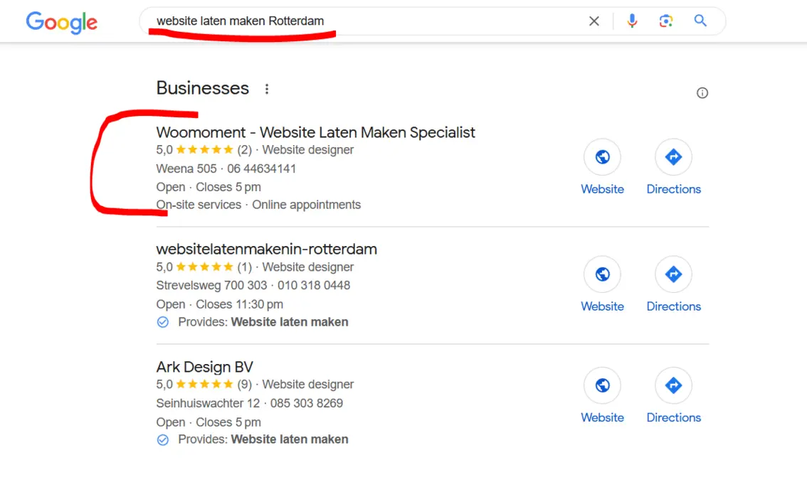 website laten maken rotterdam google 3-pack